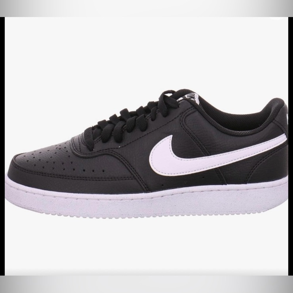 Nike Court Vision Leather Black White Sneakers Size 9.5